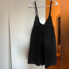 Zara Short Jumpsuit With Braided Straps And Tassel, Fully Lined, Size Medium, Black Black V-neck Jumpsuits For Summer, Black Cotton Jumpsuit For Summer, Black V-neck Jumpsuits And Rompers For Summer, Black Spaghetti Strap Jumpsuits And Rompers For Loungewear, Black Spaghetti Straps Jumpsuits For Loungewear, Black Beach Overalls And Rompers, Chic Black Jumpsuits And Rompers With Spaghetti Straps, Black V-neck Summer Jumpsuits And Rompers, Chic Black Jumpsuits With Spaghetti Straps