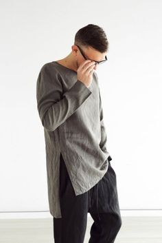 Linen T Shirt Men, Linen Man Outfit, Muslim Men Fashion, Linen Clothes Men, Linen Fashion Men, Tunic Men, Muslim Men Clothing, Long Shirt Men, Mens Tunic