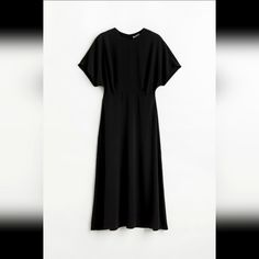 Beautiful Black Midi-Dress, Lightweight Material, Can Be Worn For Office Or Fancy Events. Brand New, Never Worn. Ivory Maternity Dress, Midi Aline Dress, Basic Midi Dress, Ribbed Knit Bodycon Dress, Black Sleeveless Midi Dress, Cutout Neckline, Calf Length Dress, Dress H&m, Printed Summer Dresses