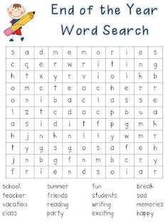 the end of the year word search is shown in this printable worksheet