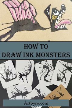 an image of how to draw ink monsters with the title overlay that reads, how to draw ink monsters