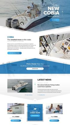 the landing page for a boat company that sells new boats and is designed to look like it