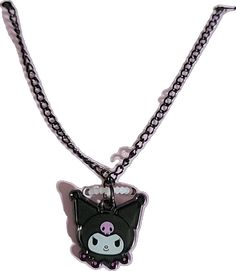 Cute Black Dangle Jewelry, Kawaii Black Jewelry Gift, Cute Purple Dangle Jewelry, Kawaii Metal Jewelry, Cute Handmade Black Necklaces, Kawaii Dangle Jewelry For Party, Cute Black Jewelry For Party, Cute Handmade Black Necklace, Kuromi Necklace