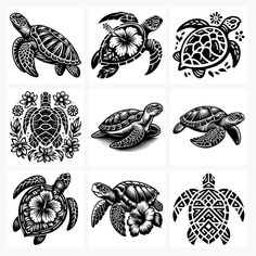 turtle tattoo designs on white background