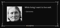 an old woman in black and white with the quote while living i want to live well,