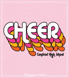 Retro Cheer Shirt, Cheer Graphic Design, School Spiritwear Ideas, Cheer Tshirt Ideas, Cute Cheer Shirts Design, Cheer Logos Design, Cheer Shirt Ideas High School, Cheer T Shirts, Middle School Cheer Shirts