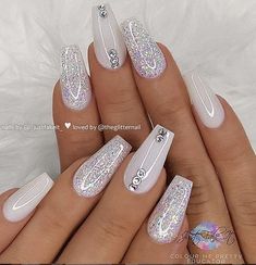 White Nails Design, Matte White Nails, White Acrylic Nails, Purple Nail, White Nail Art, Her Nails, White Nail Designs, Ballerina Nails, Bridal Nails