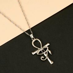 The Eye Of Horus Ankh Women Men Necklace Eye Of Horus Necklace, The Eye Of Horus, Egyptian Necklace, Ankh Cross, Ankh Necklace, Key Pendant Necklace, Silver Eye, Eye Of Horus, Key Necklace