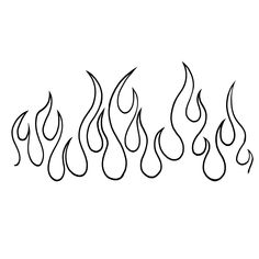 a line drawing of fire flames on a white background with black lines in the middle