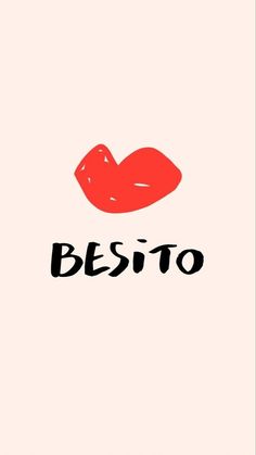 the word besito is written in black and red ink on a pink background