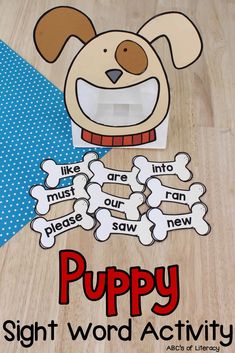 a dog themed sight word activity for kids to use in their speech and spelling skills