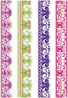 four different colored borders with floral designs on them