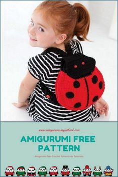 Amigurumi Backpack, Crochet Animal Backpack Free Pattern, Crocheted Ladybug Free Pattern, School Backpack Pattern, Kids Backpack Pattern, Ladybird Crochet Pattern Free, Crochet Pattern Ladybug, Ladybug Backpack