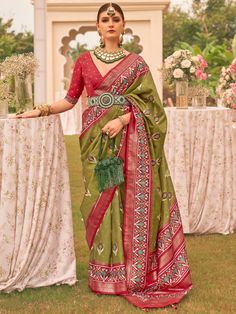 With its stunning green color and beautiful patola printed work, this silk saree is the epitome of elegance and traditional charm. Made from high-quality silk material, this saree offers a luxurious feel and a visually appealing drape. The vibrant green color adds a touch of vibrancy and freshness, making it suitable for various occasions.
The saree can be worn for weddings, festivals, and other special occasions, allowing you to make a stylish statement wherever you go. The traditional look of New Lehenga Design, Red Silk Blouse, Bollywood Designer Sarees, Designer Bridal Lehenga Choli, Reception Gown, Simple Sarees, Lehenga Choli Online, Designer Sarees Online, Party Wear Lehenga