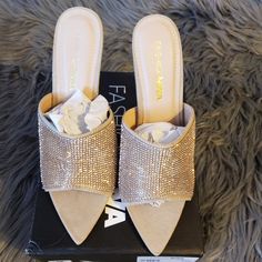 Fashion Nova Brand New Never Worn Tiffany Nude With Rhinestone Size 6.5 Slide Heels Beige Rhinestone Heels For Evening, Evening Beige Heels With Rhinestones, Beige Rhinestone Heels For Party, Chic Beige Heels With Rhinestones, Fashion Nova Shoes, Shoes Women, Slip On Sandal, Shoes Women Heels, Fashion Nova