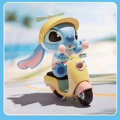 a cartoon character is riding on a scooter