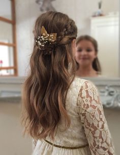 Toddler Flower Girl Hairstyles, Junior Bridesmaid Hair, Kids Hairstyles For Wedding, Toddler Flower Girl, Communion Hairstyles, Braided Half Up, Long Hair Wedding Styles