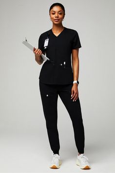 Mode 4-Pocket Top + High-Rise On-Call Jogger Fabletics female Activewear >> Scrubs >> Kits >> Product Feed regular Black Scrubs Aesthetic, Esthetician Outfit Spa Uniform, Esthetician Outfit, Scrubs Uniform Cute, Uniform Aesthetic, Spa Uniform, Female Activewear, 12 Hour Shifts, Scrubs Uniform