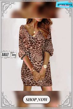 Women's Fashion Casual Loose V-neck Print Sleeve Dress Fall Long Sleeve V-neck Dress For Day Out, Casual V-neck Mini Dress For Fall, Casual Fall V-neck Dress For Day Out, Casual V-neck Dress For Fall, Stretch V-neck Mini Dress For Fall, Casual V-neck Dress For Fall Day Out, Casual Non-stretch V-neck Mini Dress, Fall Casual V-neck Mini Dress, Non-stretch V-neck Mini Dress For Brunch