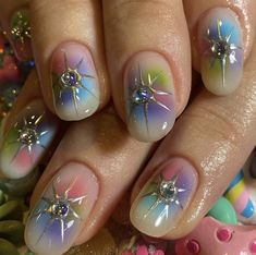 Fairy Nail Art, Nails Yellow, Pretty Gel Nails, Really Cute Nails, Salon Ideas, Kawaii Nails