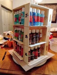 Dollar Tree crates paint stand Glitter Storage Ideas Diy Projects, Crafts For Room, Craft Room Ideas On A Budget, Art Organizer, Dollar Tree Diy Organization