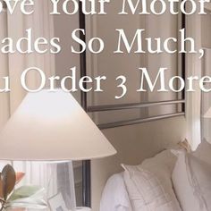 two lamps are sitting next to each other on a bed with the words love your motorcades so much, you order 3 more