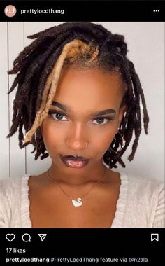 hair strand different thickness Blonde Highlights Locs, Locs Highlights, Dreadlock Inspiration, Loc Bob, Dyed Locs, Colored Locs, Dream Hairstyles, Loc Goddess, Short Dreadlocks Styles