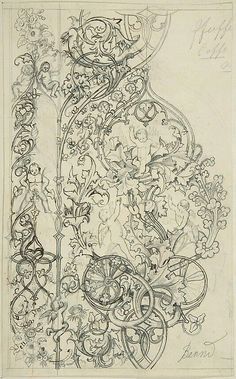 an intricately designed drawing with flowers and vines