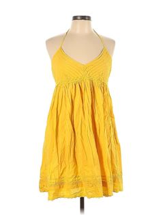 Sugar 17 Casual Dress Size: Large Yellow Dresses - used. 100% Cotton, Halter, Short, Sleeveless | Sugar 17 Casual Dress: Yellow Dresses - Used - Size Large Yellow Cotton Sleeveless Summer Dress, Cute Yellow Cotton Sleeveless Dress, Yellow Knee-length Sundress, Yellow Cotton V-neck Sundress, Forever 21 Yellow Sleeveless Dress, Yellow Dress, Casual Dresses For Women, Casual Dress, Casual Dresses