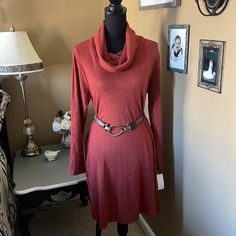 This Tunic Is Super Soft And Totally Unstructured For Amazing Comfort. If You Like A More Fitted Look, A Belt Achieves That, And Adds Some Visual Interest As Well. It’s Long Enough To Be A Dress, But Short Enough To Be A Tunic, So There Are Many Styling Options. The Beautiful Terracotta Color Works Well With Any Fall Color Palette. It’s A Lightweight Sweater Knit, So Perfect For Wearing Alone In A Warmer Climate, Or Layering In A Colder Climate. Don’t Miss Out On This Attractive And Versatile Pi Fall Casual Tunic Mini Dress, Casual Tunic Mini Dress For Fall, Casual Fitted Tunic Mini Dress, Casual Long Tunic For Fall, Kibbe Romantic, Terracotta Color, Cowl Neck Sweater Dress, Womens Abs, Ab Studio