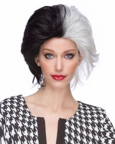 Get the look! ALL COSTUME WIGS 20% OFF CODE: HALLOWEEN #halloween2021 #costume #costumewigs #halloweencostumes #Cruella #wig Black And White Wig, Black White Halloween, Wicked Costumes, Wig Outlet, Best Wig Outlet, Halloween Wigs, Black Wig, Tone Hair, Wig Making