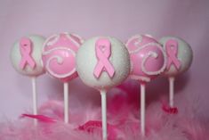 White Cake Pops, Survivor Party, Button Flowers, Awareness Ribbons, Pink Ribbon, Ribbon, Pink