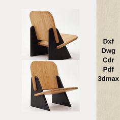 three different views of a wooden chair