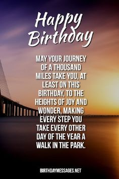 a birthday card with an image of a bridge and the sun setting in the background