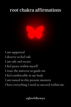 root chakra affirmations by glowfulbymaya [positivity grateful motivational happiness self love spirituality] Boundaries Setting, Self Love Spirituality, Root Chakra Affirmations, Love Spirituality, Spiritual Affirmations, Chakra Healing Meditation, Chakra Health, Spirituality Affirmations, Chakra Affirmations