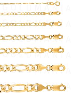 "Solid 10K Yellow Gold Figaro Bracelet, 7\" 8\" 8.5\" Inch, 2mm - 8mm Thick, Real Gold Bracelet, Curb Bracelet, Link Chain Bracelet, Men Women Metal: SOLID 10K YELLOW GOLD Look in Image Gallery for Weight Chart SHIPPED FROM NEW YORK CITY FREE SHIPPING on all orders 30 Day Return Hassle Free Weight may not always be exactly as stated At GoldMania we are first of all committed to environmental responsibility. We guarantee that the silver, platinum, palladium and gold we use are strictly ecofriendl Gold Bracelet With Figaro Chain, Gold Figaro Chain Link Bracelets, Gold Figaro Chain Bracelet, Gold Link Bracelets With Figaro Chain, Men Gold Chain, Chain Bracelet Men, Gold Chain Women, Real Gold Bracelet, Figaro Bracelet