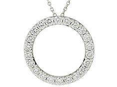 Prazana® Lab-Grown Diamonds 0.75ctw round white lab-grown diamond, rhodium over sterling silver circle pendant. Suspends from an 18 inch cable chain with a spring ring clasp. Measures approximately 11/16"L x 11/16"W and has a 2.00mm bail. H color, SI1 clarity minimum. Yellow Watches, White Lab, School Jewelry, Silver Circle, Popular Jewelry, Circle Pendant, Turquoise Jewelry, Jewelry Making Beads, Cable Chain