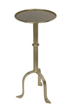 a small metal table with a glass top on an isolated white background for use as a side table