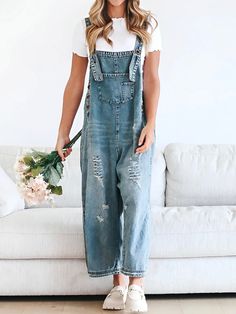 Loose Fit Distressed Denim Overalls Coveralls Mens, Men Jumpsuit, Overalls Men, Jeans Overall, Salopette Jeans, Loose Fit Jeans, Overalls Women, Winter Jackets Women, Washed Denim