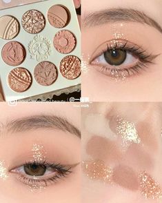 Korean Makeup Look Glam, Douyin Makeup Eyeshadow, Makeup Glitter Eyeshadow