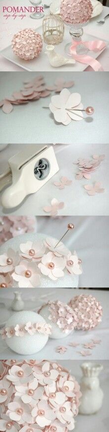 the process of making paper flowers is shown