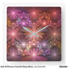 an abstract flower design with pink and purple flowers on a red, white, and blue background