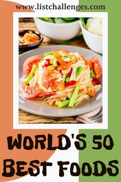 world's 50 best foods are on the table and there is an advertisement for it