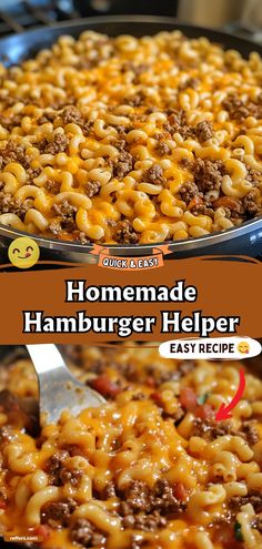 homemade hamburger helper recipe in a skillet