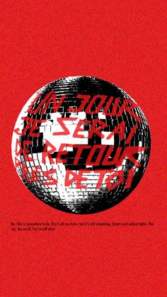 a red poster with black and white text on it that says,'the world is not