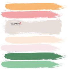 four different shades of paint with the words happily always written on them in red, green, yellow and pink