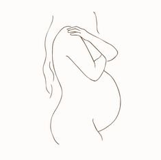 a line drawing of a pregnant woman