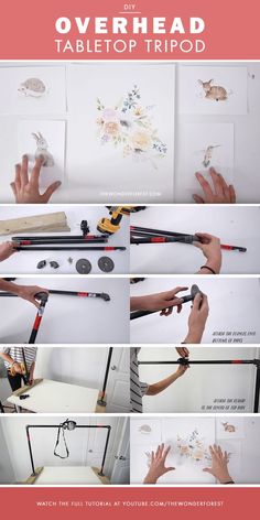 the instructions for how to make an overhead tabletop tripod from scratchsticks