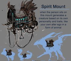 an image of a bird with wings on it's back and the words spirit mountain above it