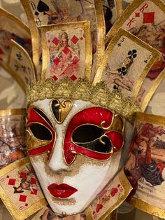 Original Venetian papier-mache mask made entirely by hand and hand decorated with acrylic colors and gold leaf You can wear it through laces or hang in the house All our masks are handmade by our staff (me, my wife and our collaborators) in our atelier in Venice. The masks are all made of paperweight and are made using ancient techniques from the 1300s They are decorated with acrylic colors, gold leaf, silver leaf, trifies, lace and Swarovski crystals so as to make them more valuable. We are a s Carnival Halloween Party, Ancient Techniques, Venetian Mask, Shoes Photo, Cat Mask, Beautiful Mask, Costume Mask, Poker Cards, Mask Making